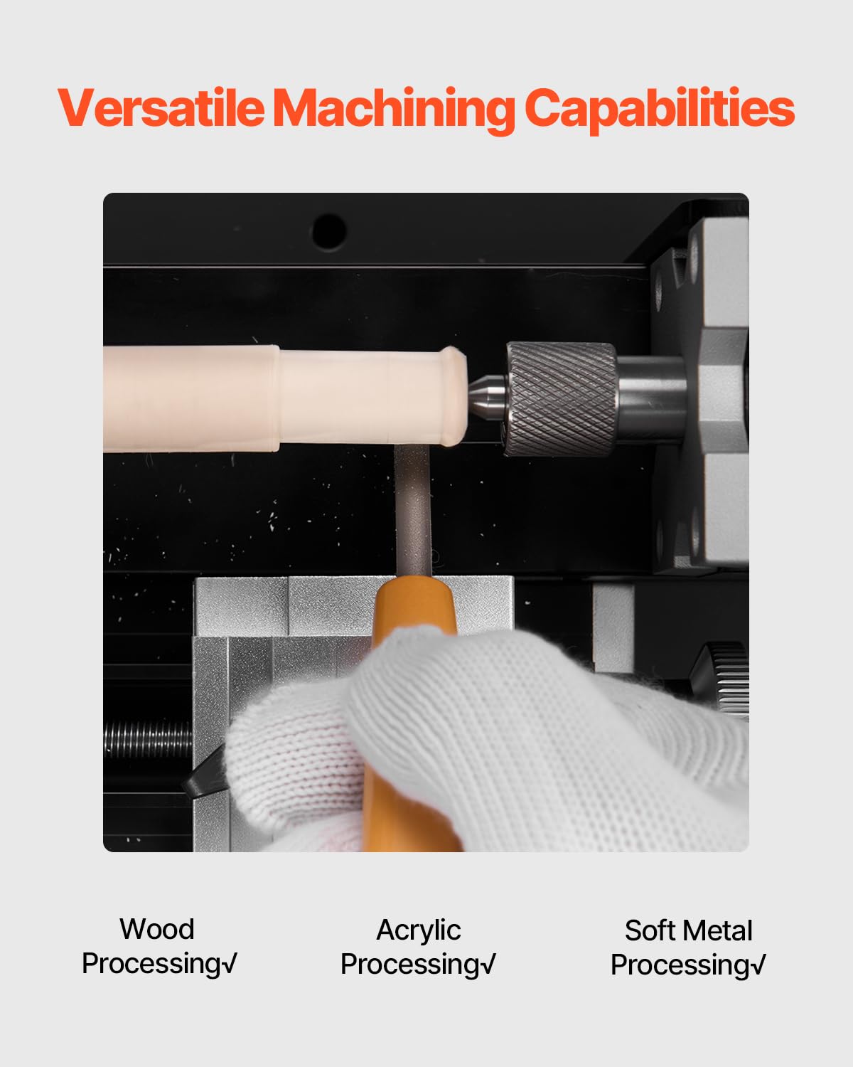 VEVOR Didactical Mini Metal Lathe Machine, 2.76 x 5.12 in, 36W Power Metal Lathe, 20,000 RPM Speed, with 3-jaw Chuck, Aluminum Alloy Handwheel, for Processing Precision Parts Soft Metals Wood Plastics VEVOR