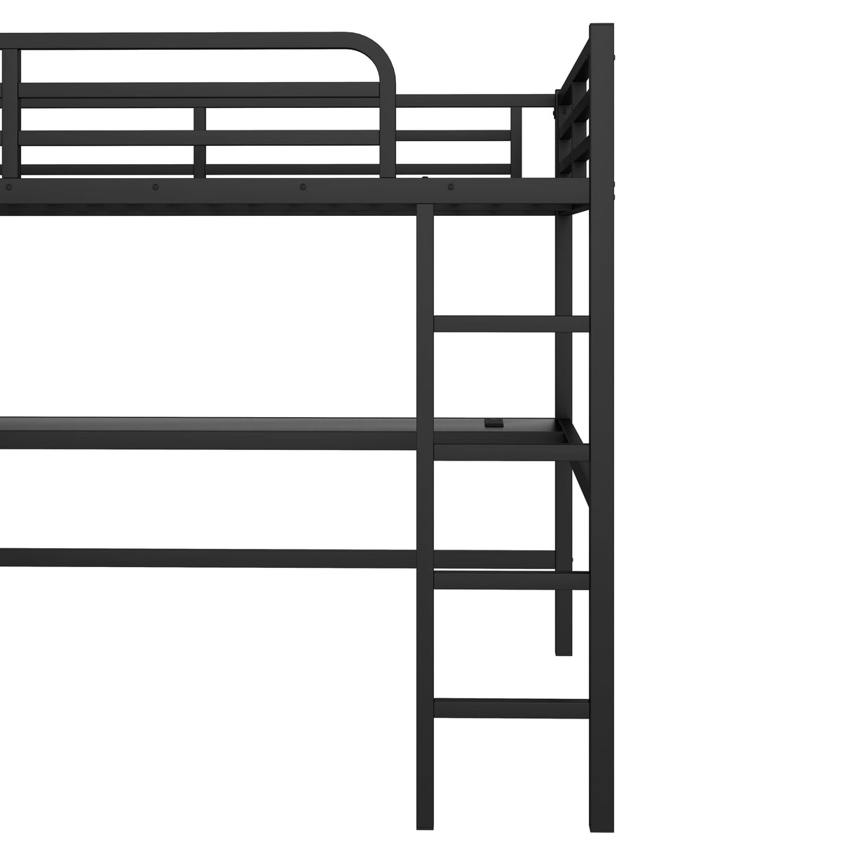 Metal Queen Size Loft Bed with Desk and Charging Station,Heavy Duty Loft Bed Frame Queen Size with LED Lights and USB for Kids,Teens,Adults,Black Desk Bellemave