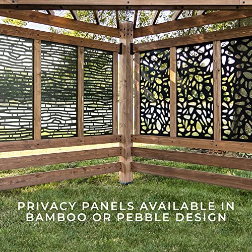 Backyard Discovery Tuscany Cabana Pergola with Bamboo Privacy Panels and Conversation Seating in Indigo Backyard Discovery