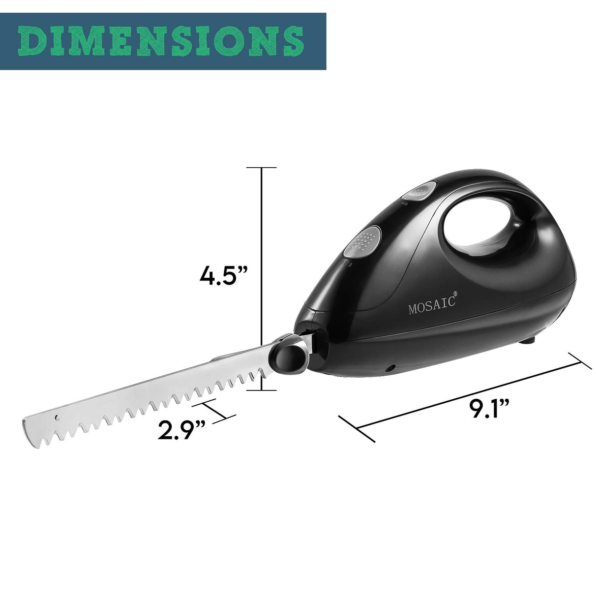 MOSAIC Electric Knife, Electric Carving Knife with 2 Serrated 8” Stainless Steel Blades, Eject Button and Handle Easy Grip for Carving Meats, Turkey, Poultry, Bread, Crafting Foam MOSAIC