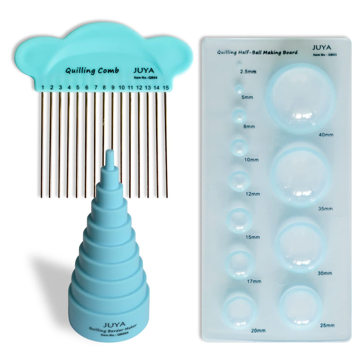 JUYA Paper Quilling Kit with 960 Strips and 14 Tools (Blue Tools, Width 3mm Have Glue) JUYA