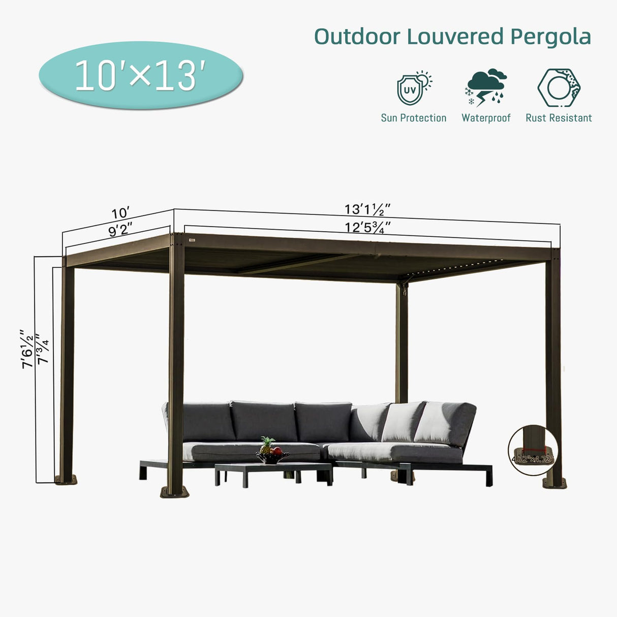 Domi Outdoor Living 10’ X 13’ Outdoor Louvered Pergola Aluminum Patio Garden Pergola with Adjustable Roof for Backyard, Garden w/Curtains and Netting (Dark Brown) domi outdoor living