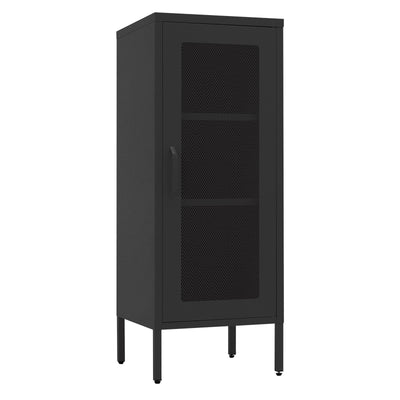 Slim Metal Storage Cabinet with Mesh Doors - 42'' Tall Narrow Organizer Tower, Compact Freestanding Cabinet, Versatile Utility Storage for Home, Office, Bedroom, or Kitchen, Durable and Modern Design