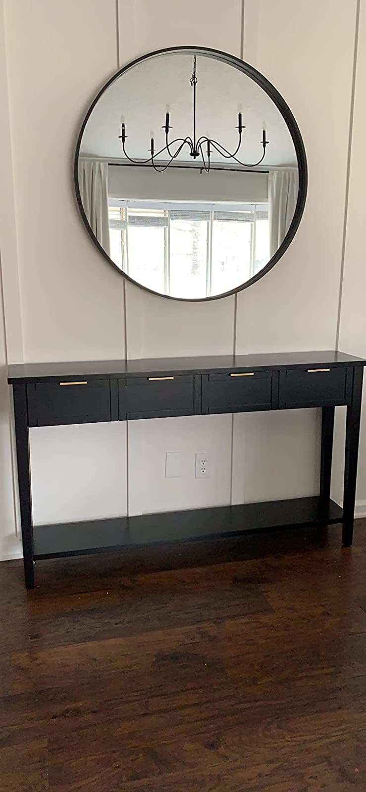 Kinsuite Long Sofa Table with 4 Drawers - Modern Black Console Table with 1 Bottom Shelf, 60 inch Wood Hallway Table Entryway Table for Living Room Bedroom Kitchen Kinsuite