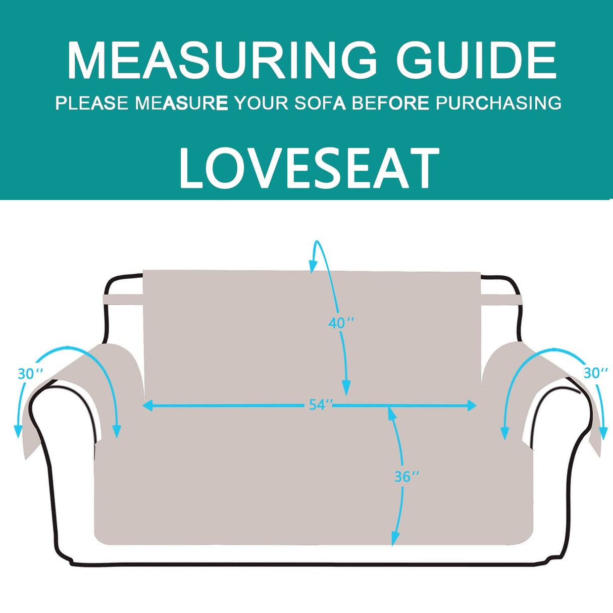 U-NICE HOME Loveseat Sofa Cover Reversible Couch Cover for Dogs with Elastic Straps Water Resistant Furniture Protector for Pets Couch Cover for 2 Cushion Couch (Loveseat, White/White) U-NICE HOME