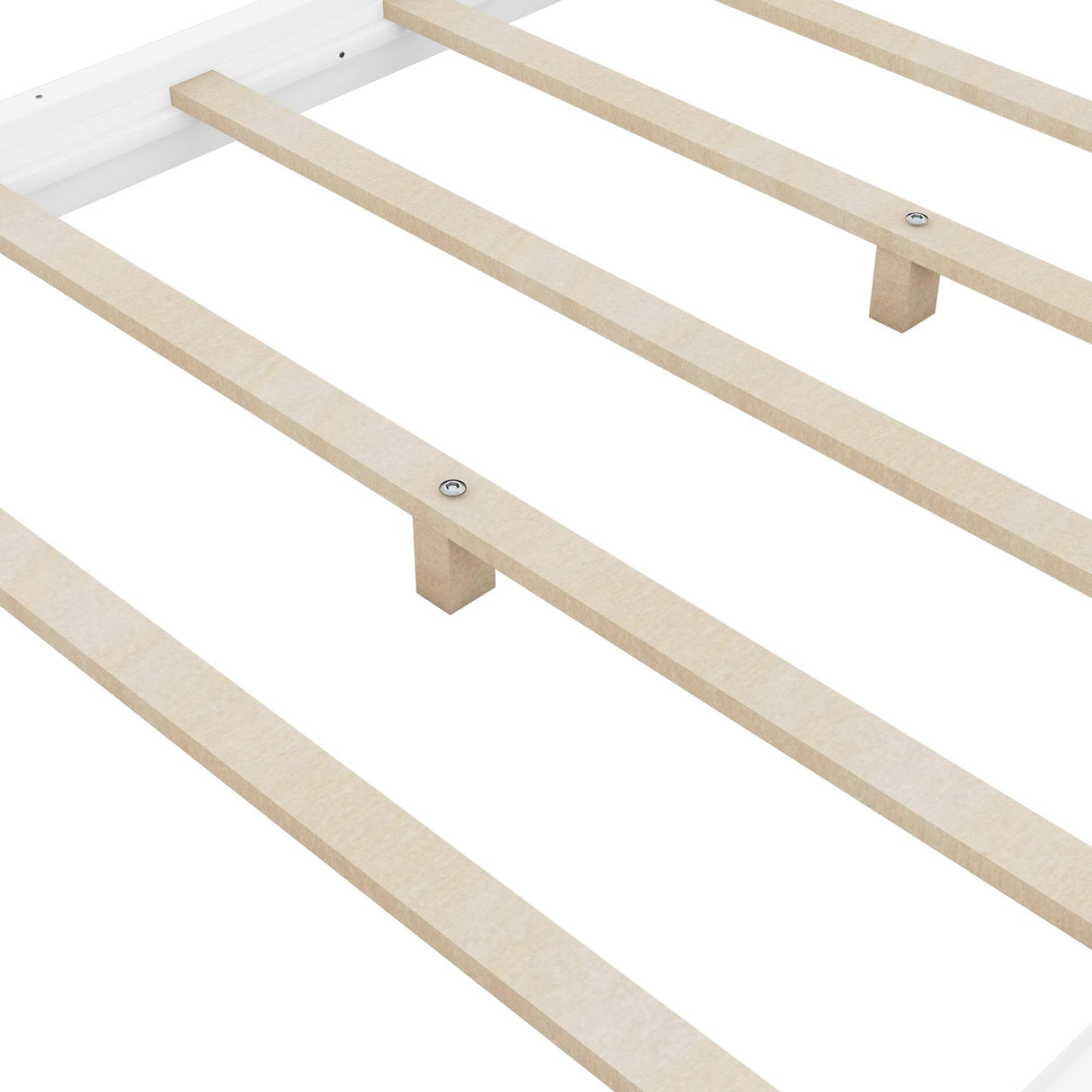 MWrouqfur 4-Poster Queen Size Canopy Floor Bed Frame,Morden Wood Low Profile Platform Beds with Wooden Slats Support, No Box Spring Needed (White) MWrouqfur