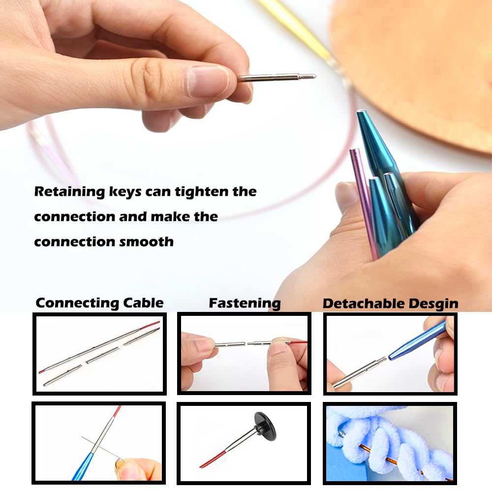 Yarniss 13 Pair Circular Knitting Needle Set 3.0~10.0mm, Interchangeable Aluminum Knitting Needles with Case Yarniss