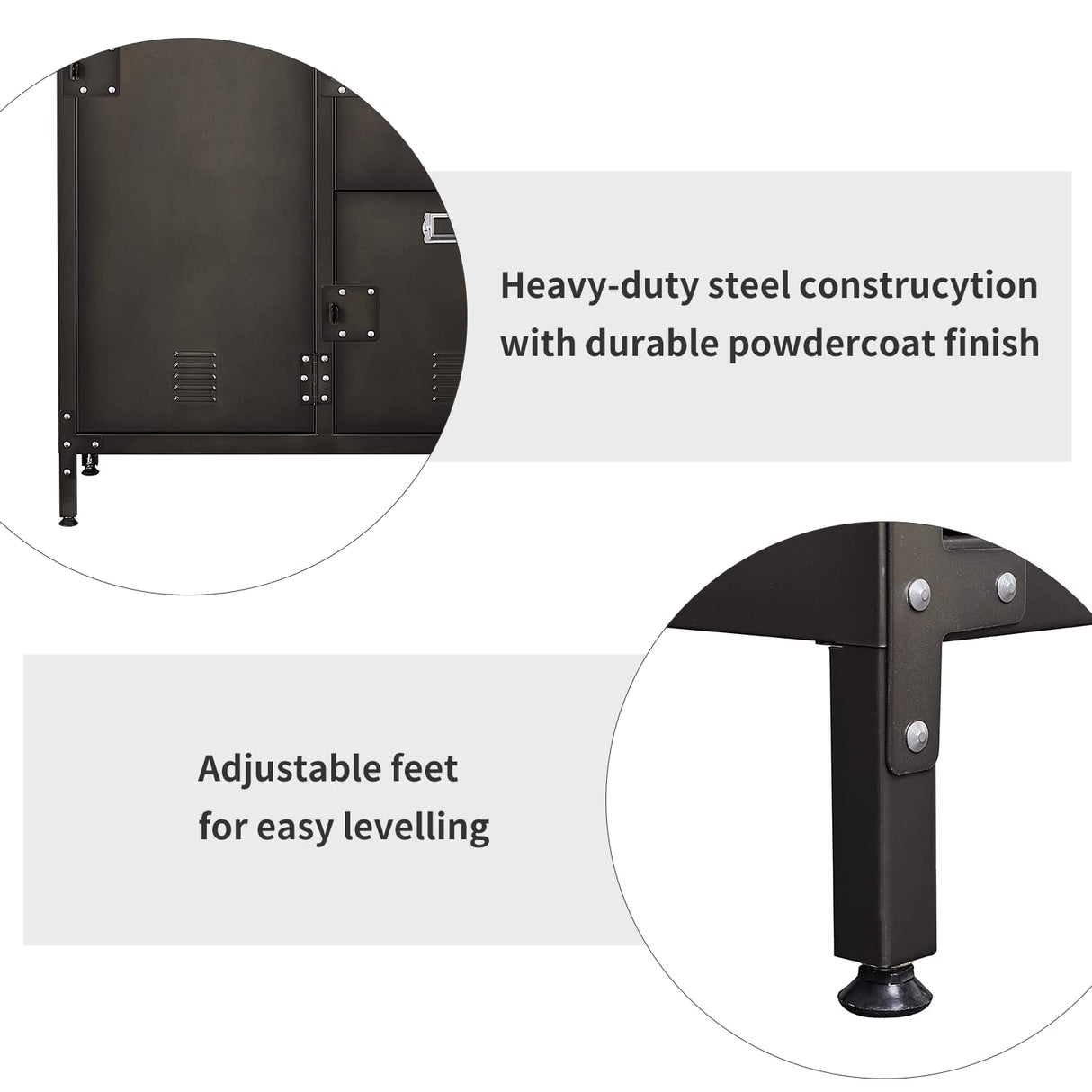BYNSOE Metal Locker Storage Cabinet, 47.3” Employees Locker Industrial Steel Storage Cabinet with Shelves and 6 Lockable Doors for Home, School, Gym BYNSOE
