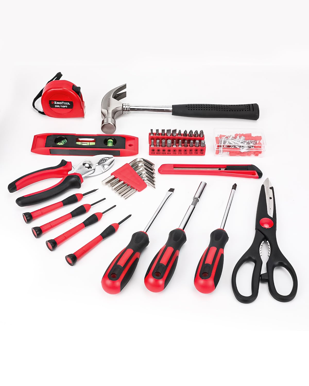 KingTool Home Repair Tool Kit - 149 Pieces Basic Home Repair Tool Set, General Mechanic Tool Set, General Household Tool Kit with Plastic Toolbox, Perfect for Homeowner, Office & College Repairs KingTool