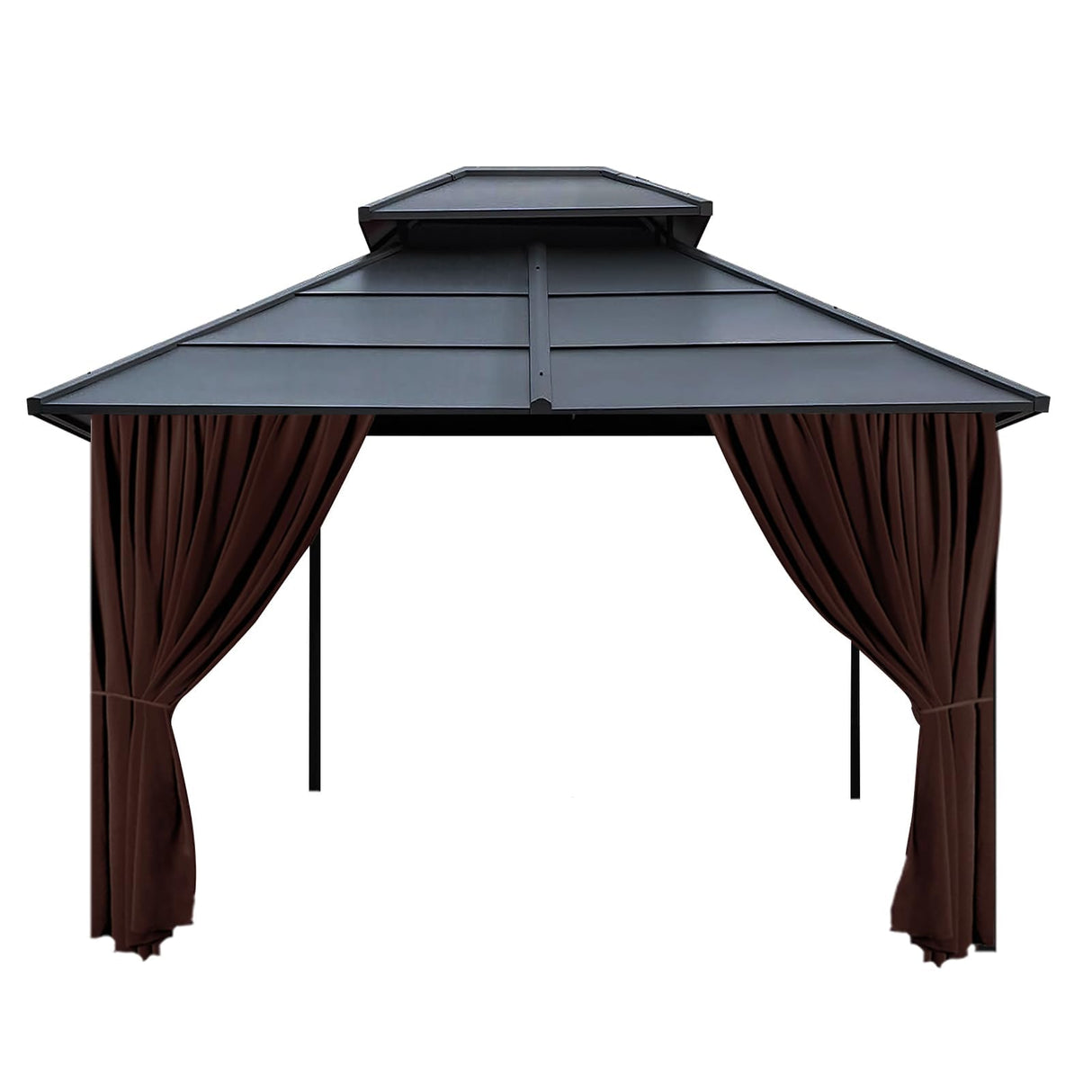 Gazebo Privacy Curtain with Zipper Side Wall Universal Replacement for 10' x 12' Gazebo, Patio, Outdoor Canopy, Garden and Backyard, Coffee Brown (1-Panel Curtain Only) aonear