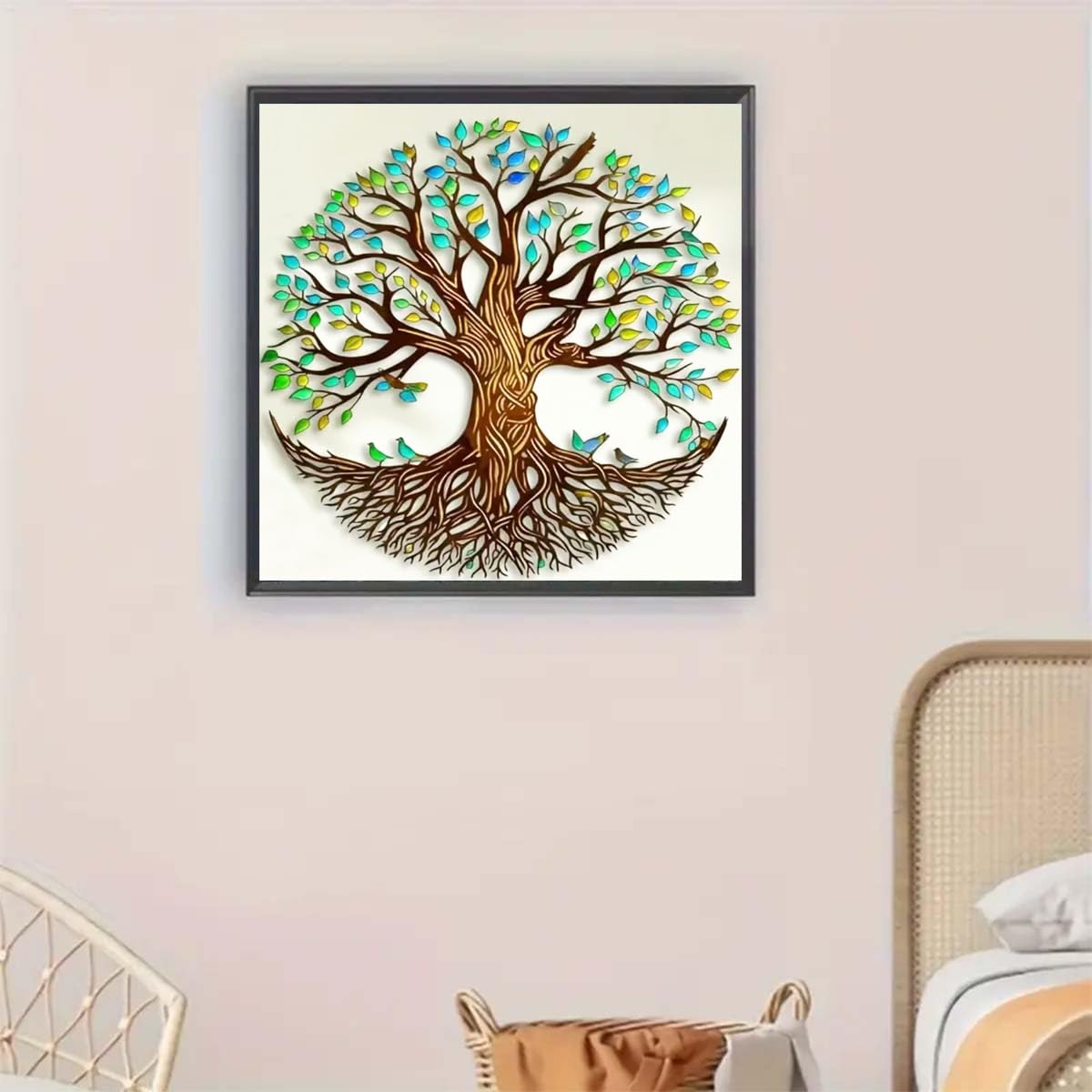 Tree Diamond Painting Kits for Adults,5D Tree of Life Diamond Art Kits,DIY Round Full Diamond Dots Painting and Craft for Home Wall Decoration 13.8×13.8 Inch GEMFAMILY