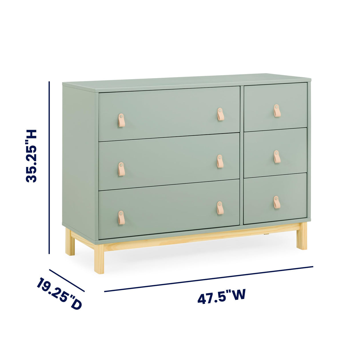 babyGap Legacy 6 Drawer Dresser with Leather Pulls and Interlocking Drawers by Delta Children - Greenguard Gold Certified, Sage Green w/Natural Delta Children