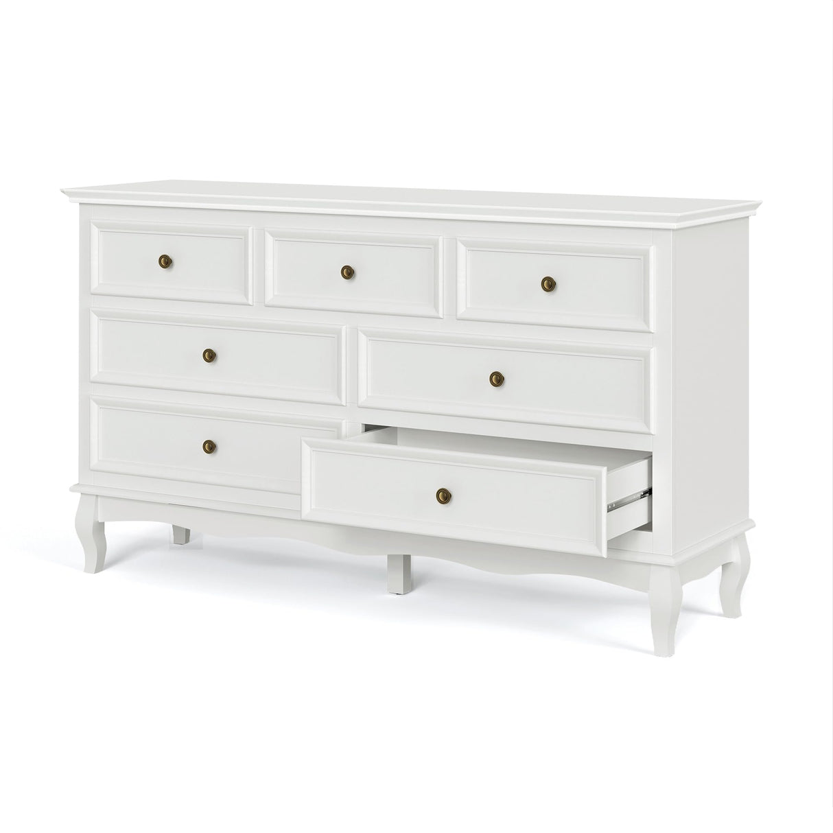 RoyalCraft White 7 Drawer Dresser for Bedroom, Modern Chest of Drawers with Solid Wood Legs and Painted Finish, Wooden Storage Closet Cabinet Organizer for Living Room, Hallway RoyalCraft