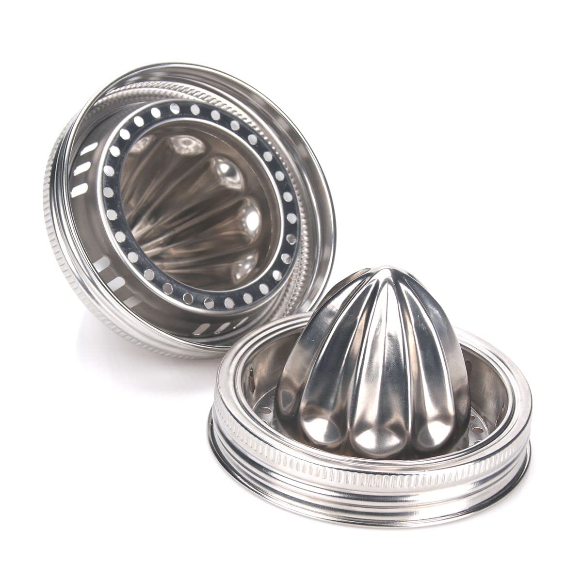 Mason Jar Stainless Steel Juicer Lid (2 Pieces), Citrus Reamer for Wide Mouth Mason Jar Lemon Juicer Manual Citrus Juicer. ziHenryDa