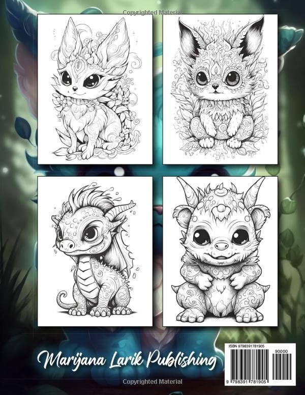 50 Fantasy Little Creatures Coloring Book: Mystical Animals, Cute Dragons, Creepy Monsters and More | Relaxation and Stress Relief for Teens and Adults WoodArtSupply