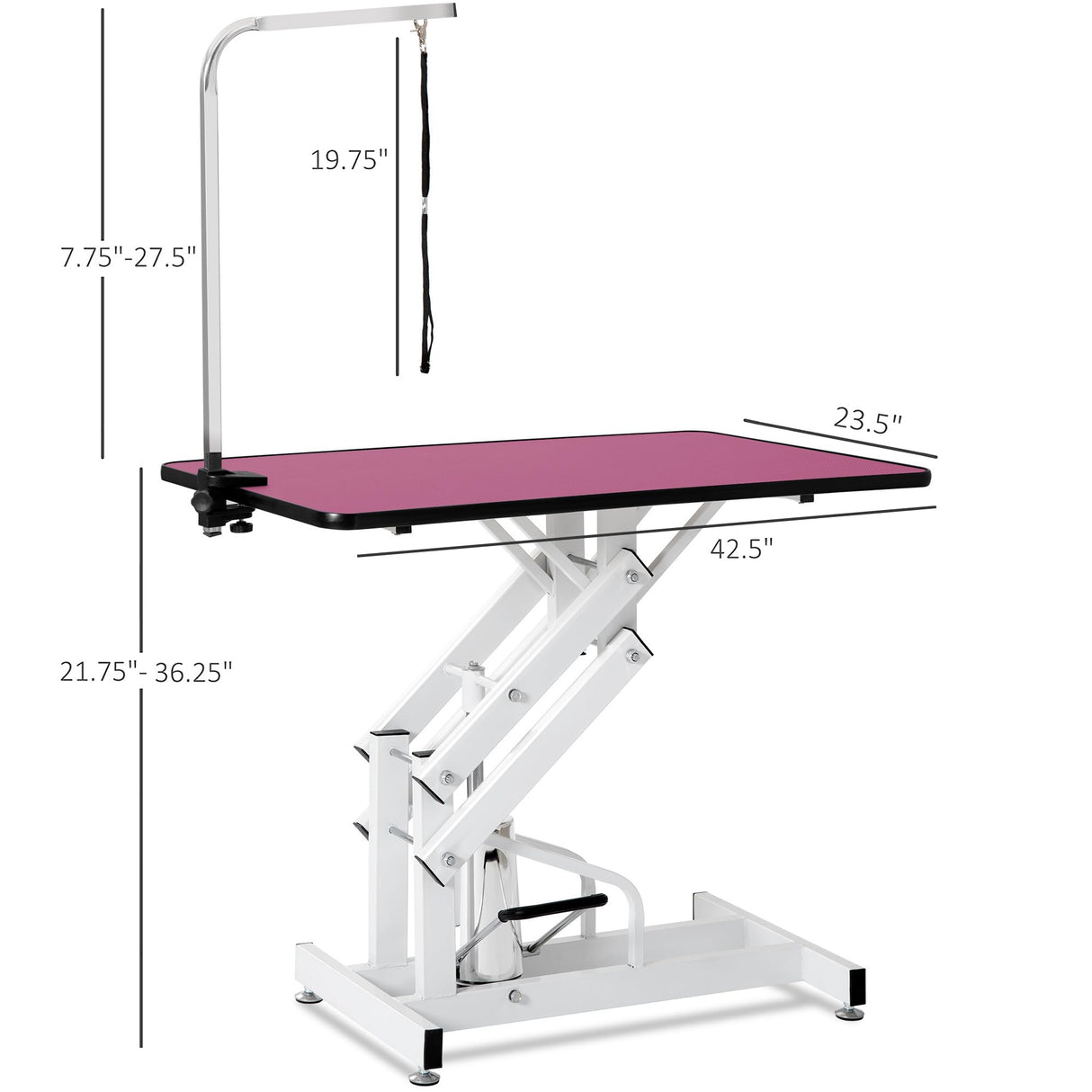 ZSQ Dog Grooming Table Z-Lift Hydraulic, Professional Grooming Table at Home, Grooming Table for Dogs Foldable, Adjustable Dog Grooming Table for Medium Large Dog,Purple/Pink (Pink) ZSQ