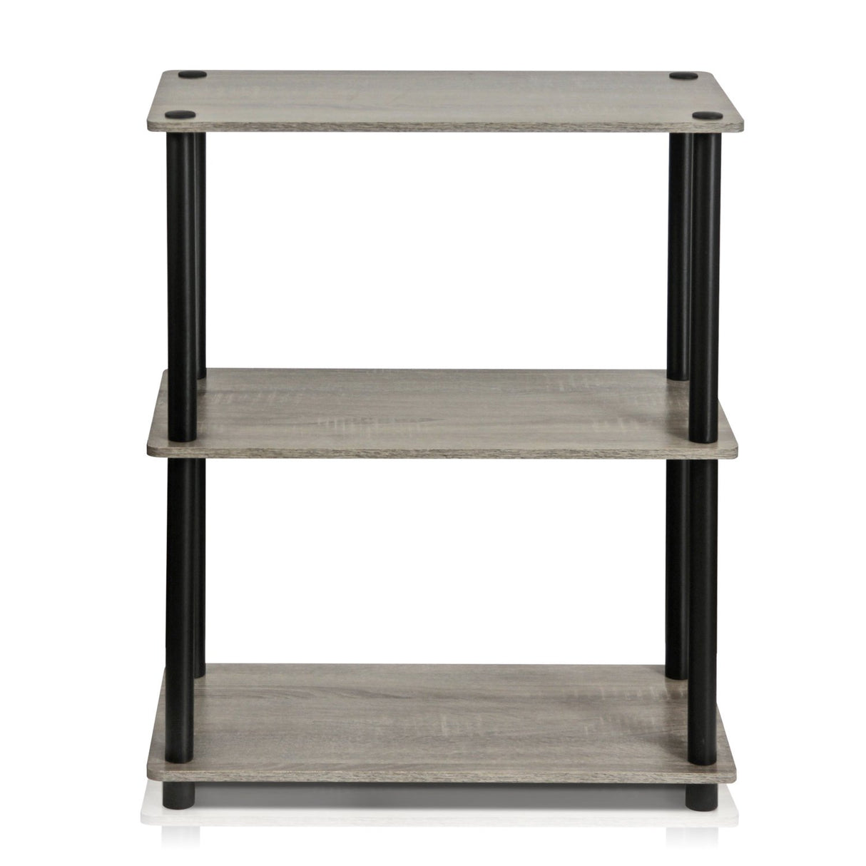 Furinno Turn-N-Tube Display Rack, 3-Tier Single, French Oak Grey/ Black Furinno