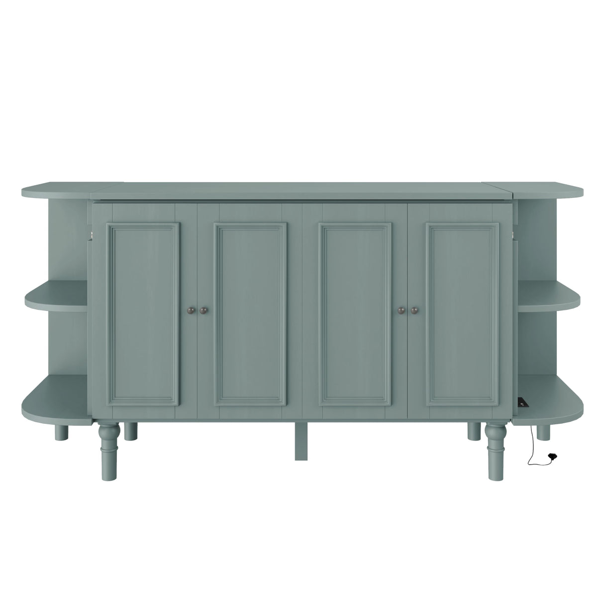 SIYSNKSI Farmhouse Style Queen Size Murphy Bed, Solid Pine Murphy Chest Cube Cabinet Bed with 2 Open Shelves for Home Office or Small Room (Venus Teal-Queen) SIYSNKSI