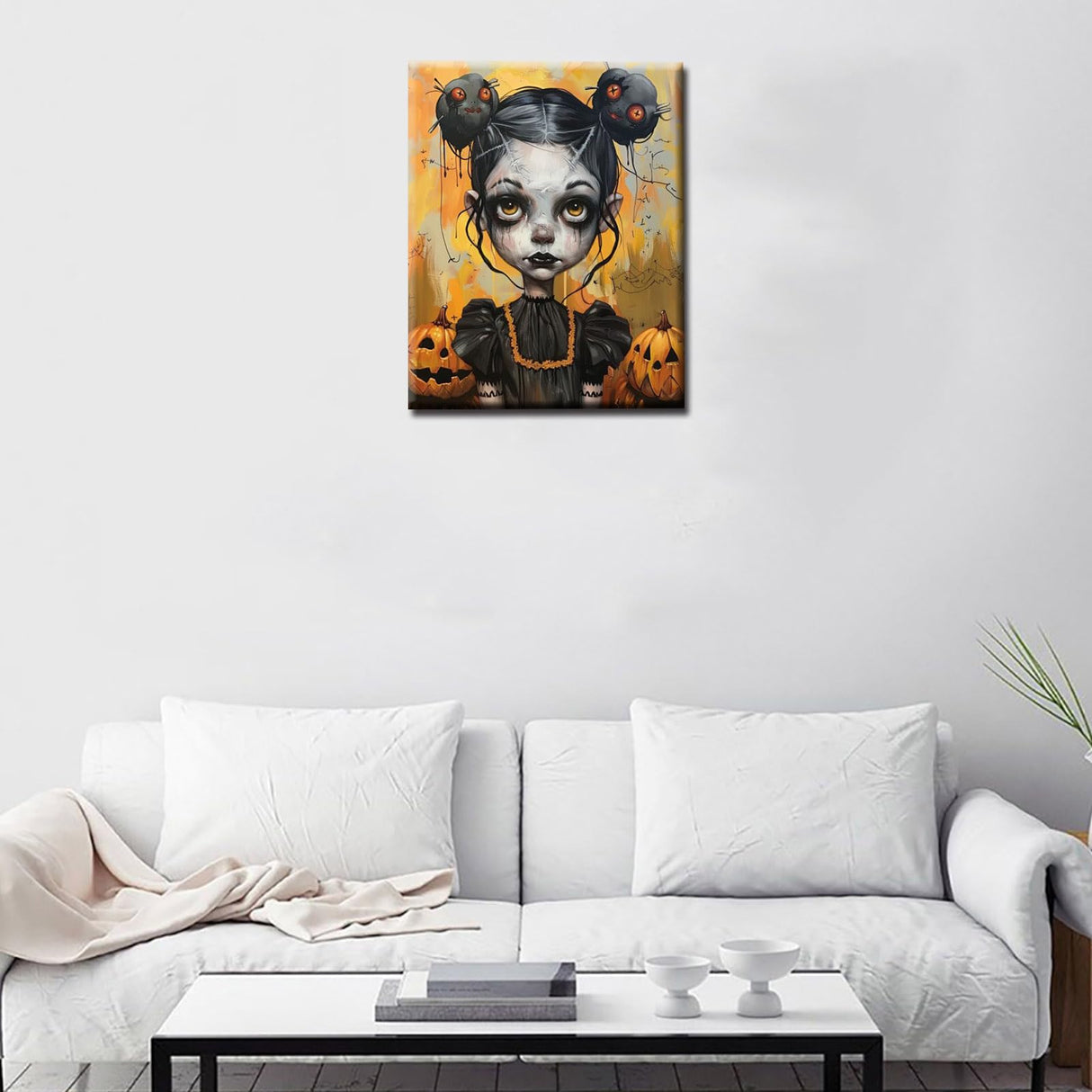 Tucocoo Halloween Pumpkin Strange Girl Paint by Number Cute Weird Girl Portrait DIY Painting on Canvas with Brushes Acrylic Paints Paint by Numbers for Adults and Beginner 16x20 Inch(Without Frame) Tucocoo