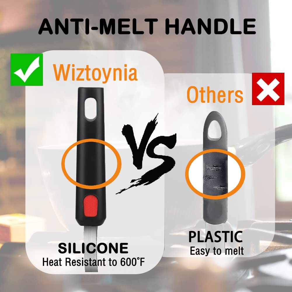 Silicone Spatula Turner, 4-Pack Spatulas 600°F Heat Resistant Set for Nonstick Cookware, Kitchen Cooking Utensils BPA Free Rubber Egg, Crepe, Pancake,Burger,Fish Wiztoynia