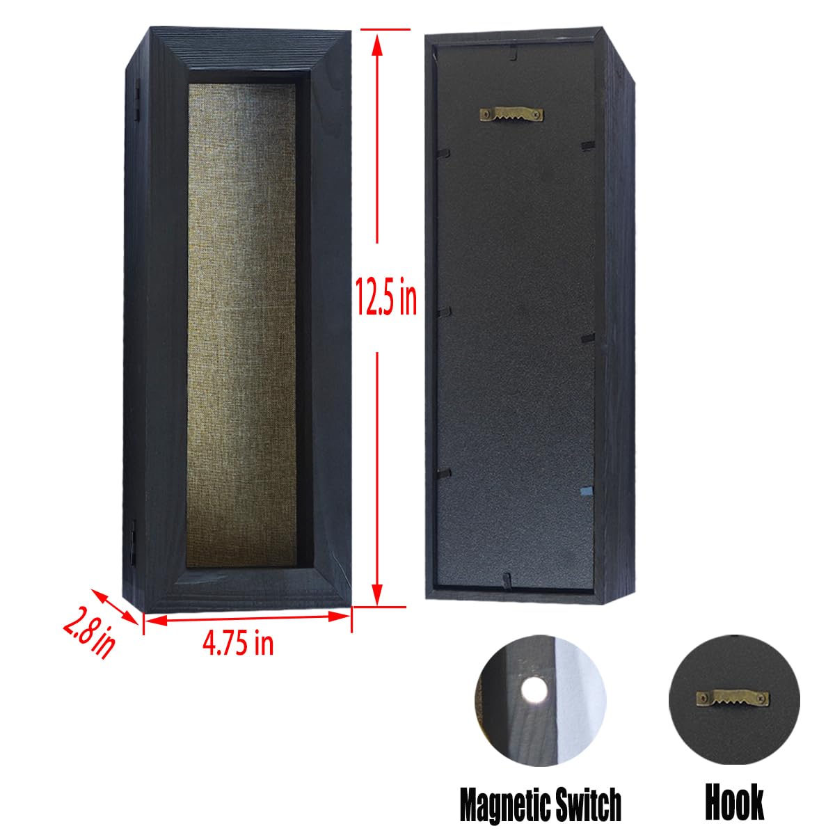 Shadow Box Frame 12.5" x 5" Solid Wood Display Case with Linen Background Deep Display Case for Wedding Bouquets, Medals, Knives, and Keepsakes YIYUESHIJIU