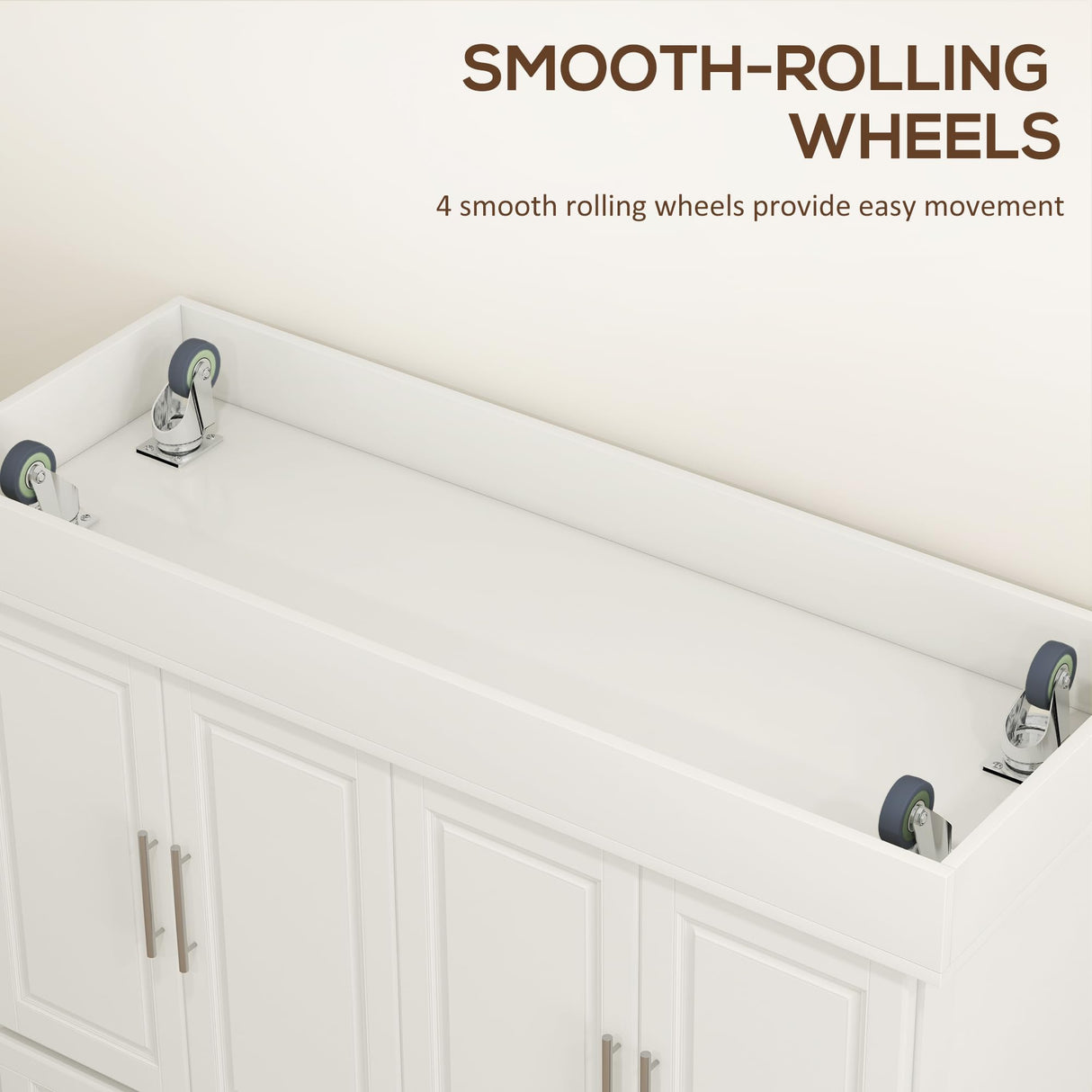 HOMCOM Rolling Island with Wheels for Kitchen, Portable Kitchen Island with Stainless Steel Top, Adjustable Shelves, 2 Drawers, Spice, Knife and Towel Rack, Cream White HOMCOM