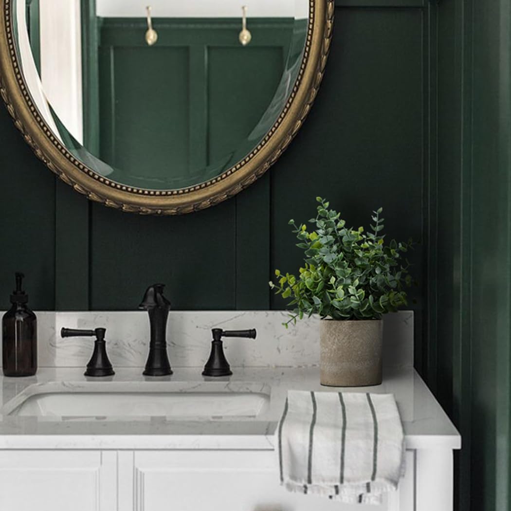 Coferset 2 Pack Small Fake Plants Eucalyptus Potted Artificial Plants for Shelf Desk Home Bathroom Farmhouse Room Coffee Table Decor (Sage Green) Coferset