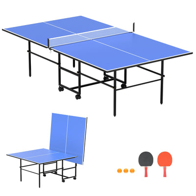 9X5FT Foldable Ping Pong Table,Professional Table Tennis Table for Indoor/Outdoor with Net, 2 Table Tennis Paddles and 3 Balls Easy Assembly - Tournament Quality - Recreational to Tournament Level