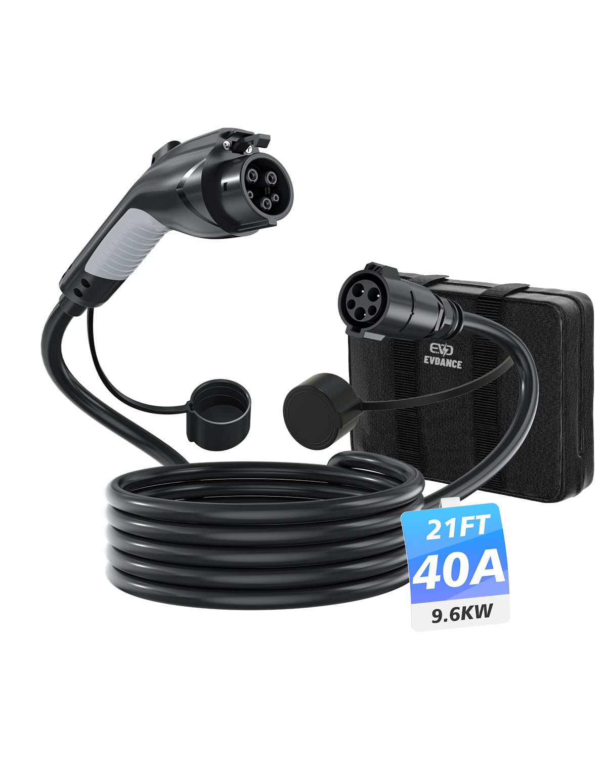 EVDANCE EV Charger Extension Cable, J1772 Extension Cable 40A 21FT Charging Cord for Electric Vehicle 110V-240V Compatible for All SAE J1772 Chargers (40A - 21FT) EVDANCE