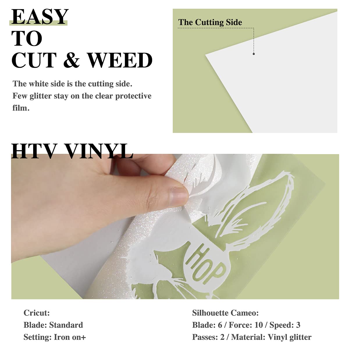 HTVRONT Rainbow White Glitter HTV Vinyl Roll-12 x 6 FT White Glitter Heat Transfer Vinyl, White Glitter Iron on Vinyl for Cricut & Silhouette Cameo HTVRONT