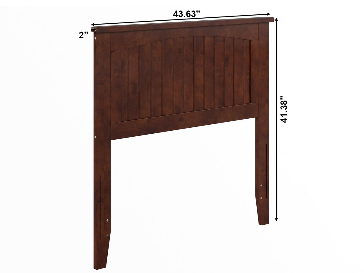 AFI, Nantucket Twin Solid Wood Panel Headboard with Attachable Charger, Walnut AFI