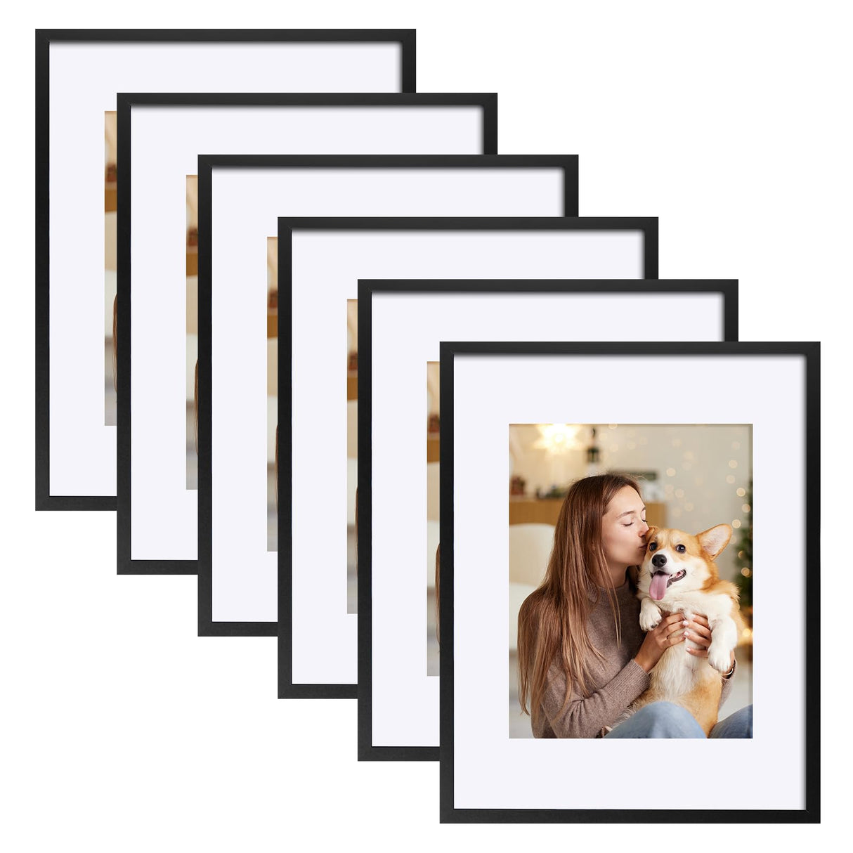 SYNTRIFIC 11x14 Picture Frames Set of 6,Display Pictures 8x10 with Mat or 11x14 Without Mat,Collage Photo Frames for Wall Decor Mounting,Home Decorative Wall Gallery Picture Photo Frame,Black SYNTRIFIC