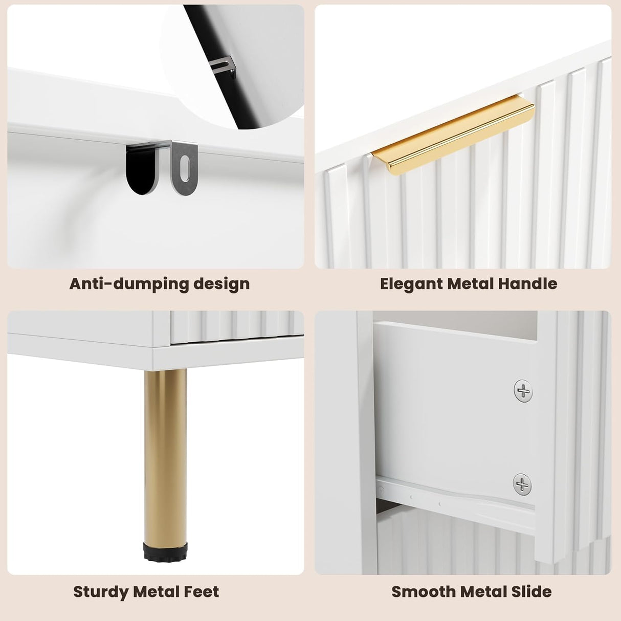 GarveeHome 8 Drawer Dresser for Bedroom, Fluted 55 in Wide Modern Chest of Drawers with Deep Drawers, Wooden Dresser Organizer for Living Room, Hallway, Kids Room, White GarveeHome