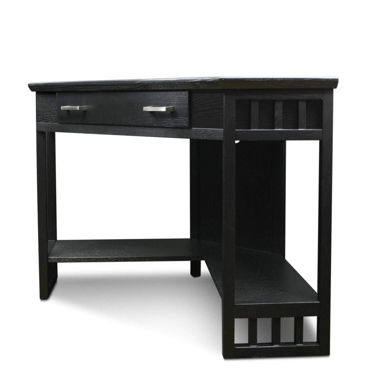 Leick Home 83430 Corner Computer/Writing Desk with Center Keyboard Drawer and Shelf, Black Oak Leick Home