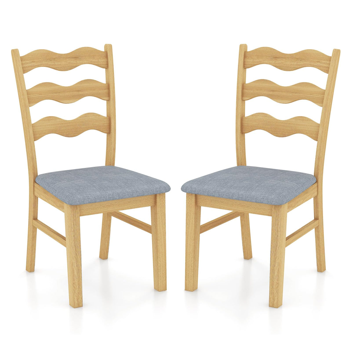 Giantex Wooden Dining Chairs Set of 2, Rubber Wood Kitchen Chair with Padded Seat & Hollowed Backrest, Soft Seat, Wood Dining Room Chair, Upholstered Armless Side Chair for Home Restaurant Giantex