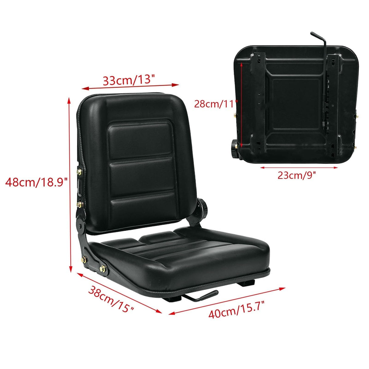 Universal Forklift Seat, Tractor Seat With Adjustable Back, Comfortable Leather Seat With High Resilience Sponge Filling For Mower Excavator Skid Loader pujindu