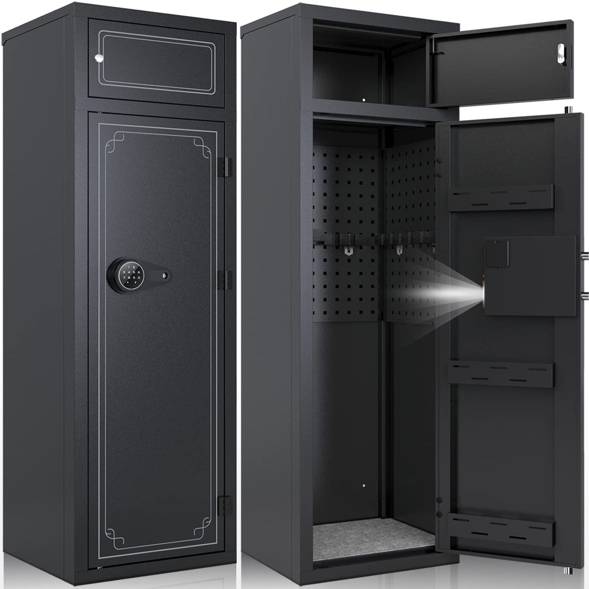 KAER 10-12 Gun Safe Large Capacity Gun Safe for Rifles and Pistols Heavy Duty Gun Cabinets Gun Safes for Rifle with 3 Pistol Racks Gun Cabinet for Home with Adjustable Shelves KAER