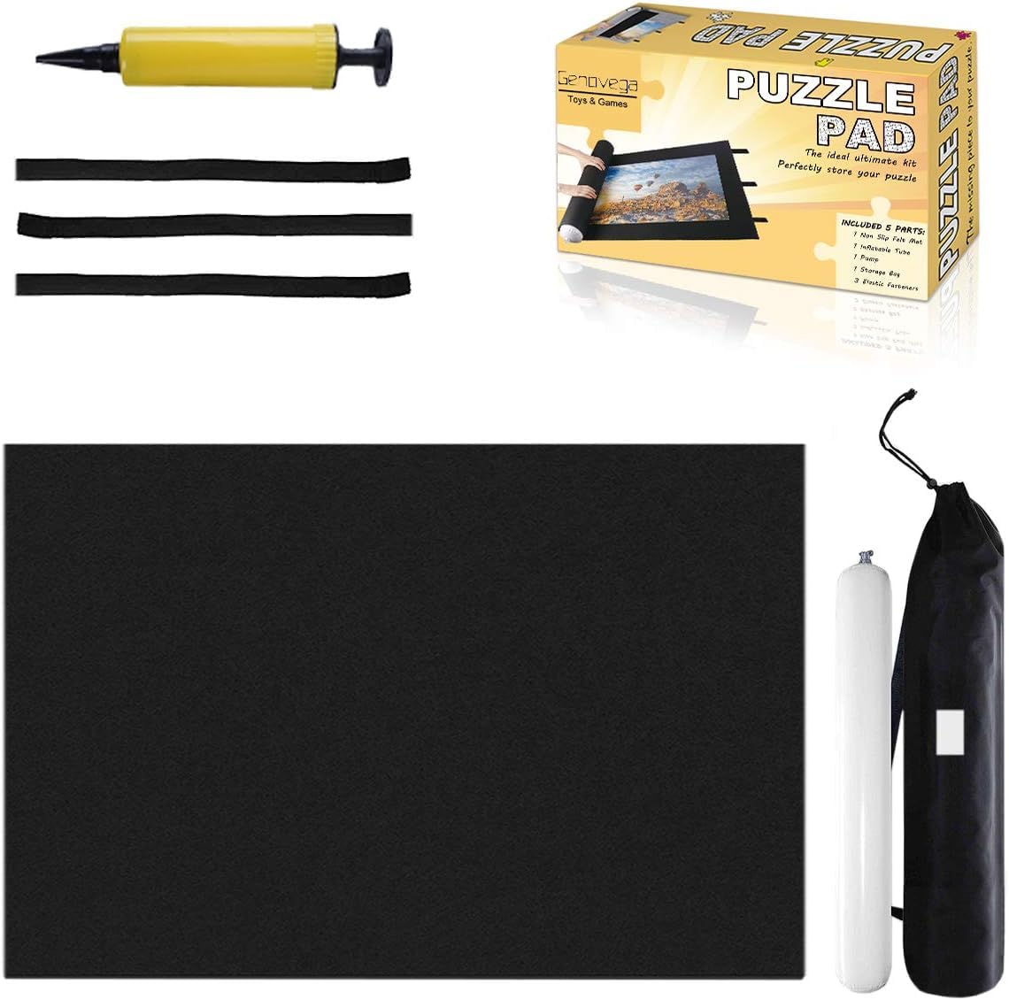 Black Jigsaw Puzzle Mat Roll Up - 3000 Pieces Large Puzzles Saver Board for Adults Kids, Storage and Transport Keeper Saver Accessories Table Portable Holder Organizer Board Pad Gift(Black Genovega