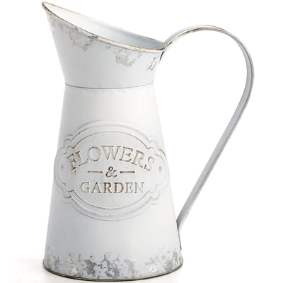 SOUJOY Rustic Shabby Chic Vase, Farmhouse Galvanized Flower Vase, Metal Milk Jug Vases, French Style Vintage Decorative Pitcher for Home Decor, Photo Props, Sparklers for Weddings