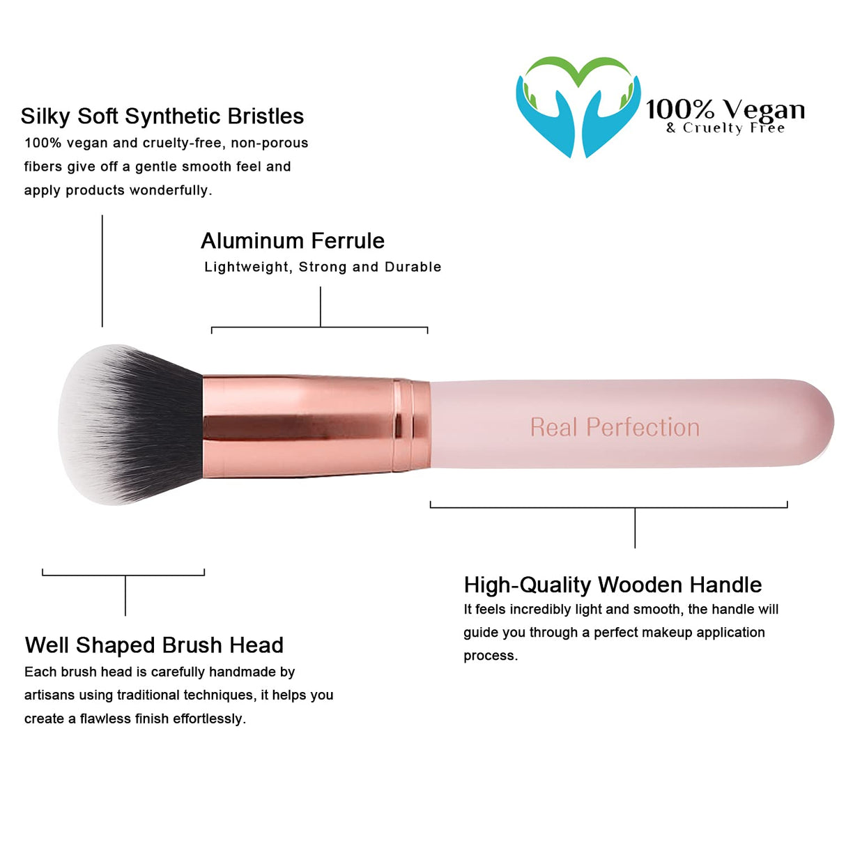 Real Perfection Makeup Brush Set 16 Pcs with 1 Eyebrow Razor Premium Synthetic Foundation Powder Concealers Eyeshadow Blush Makeup Brushes Make up Brushes Kit (Pink) Real Perfection