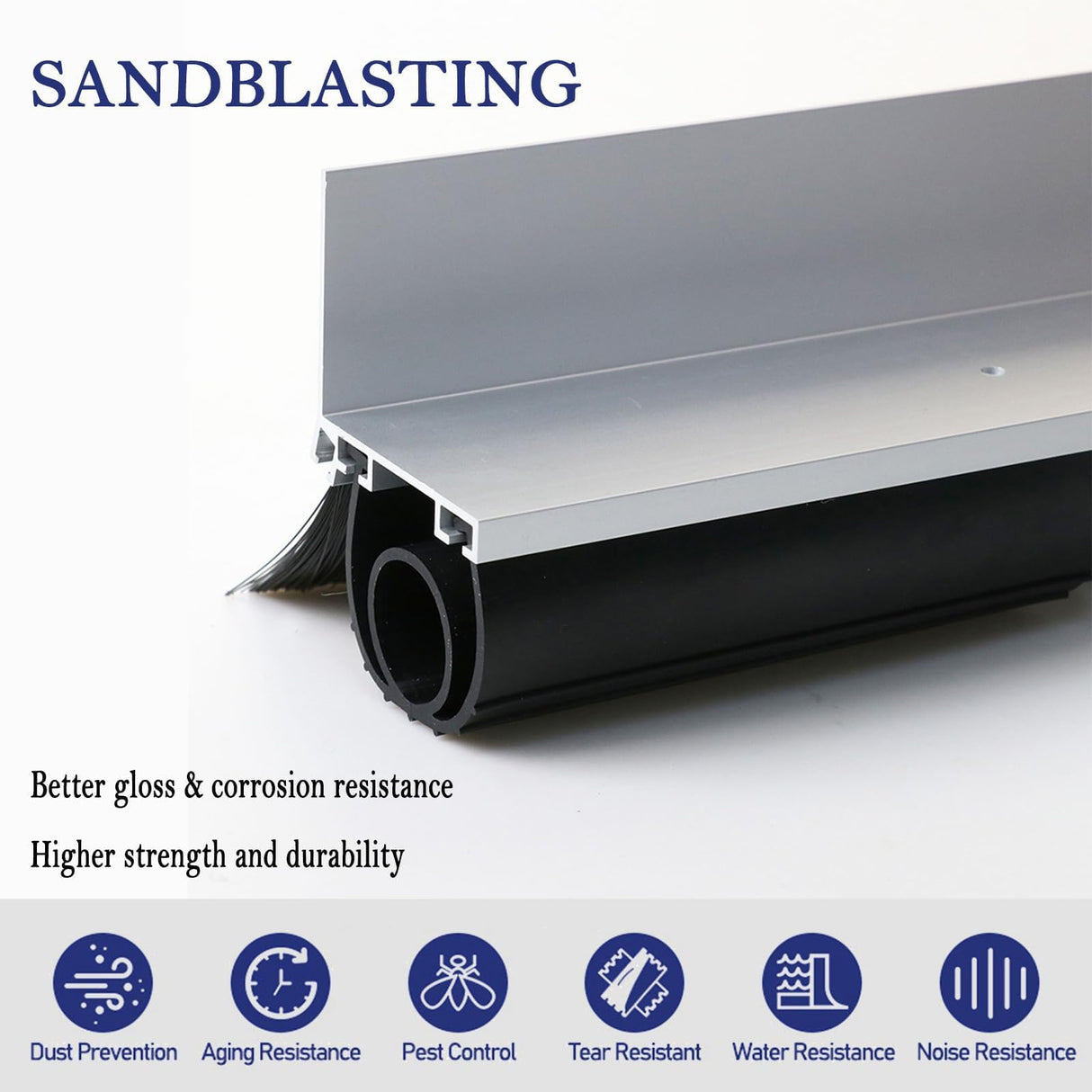 Ginchain Garage Door Seals, Heavy-Duty U+O Shape Bottom Rubber with Aluminum Track Retainer Base + 5cm Brush Combination Kit, Universal Garage Door Weather Stripping Kit (10ft) Ginchain