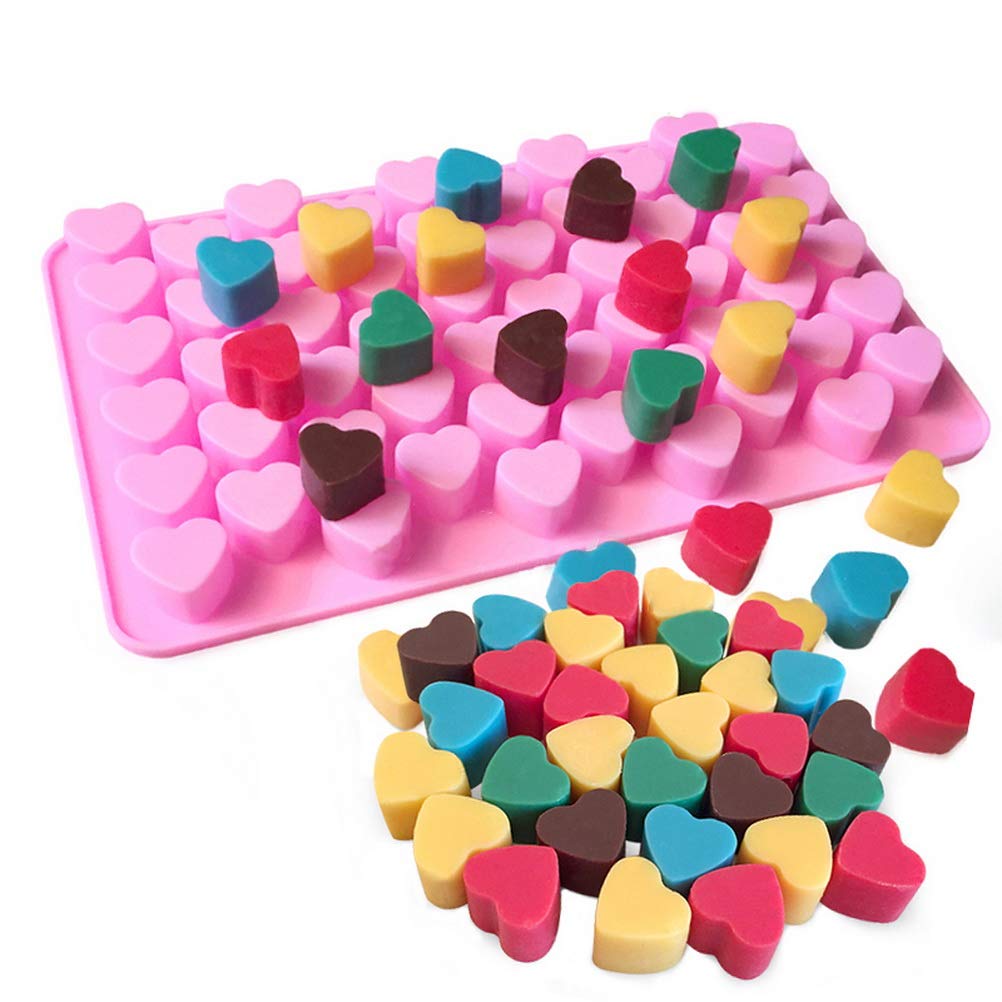 Pimoys Silicone Moulds for Wax Melts with Dropper 55 Heart Mould Sweet Moulds Mini Candy Molds Silicone Shape for Love Chocolate Soap Jelly Melts Gummy DIY Pimoys