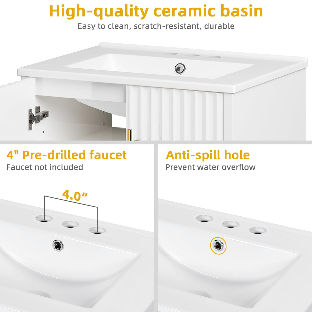 DWVO 24" Bathroom Vanity with Sink, Floating Bathroom Vanities Wall Mounted Bathroom Cabinet DWVO