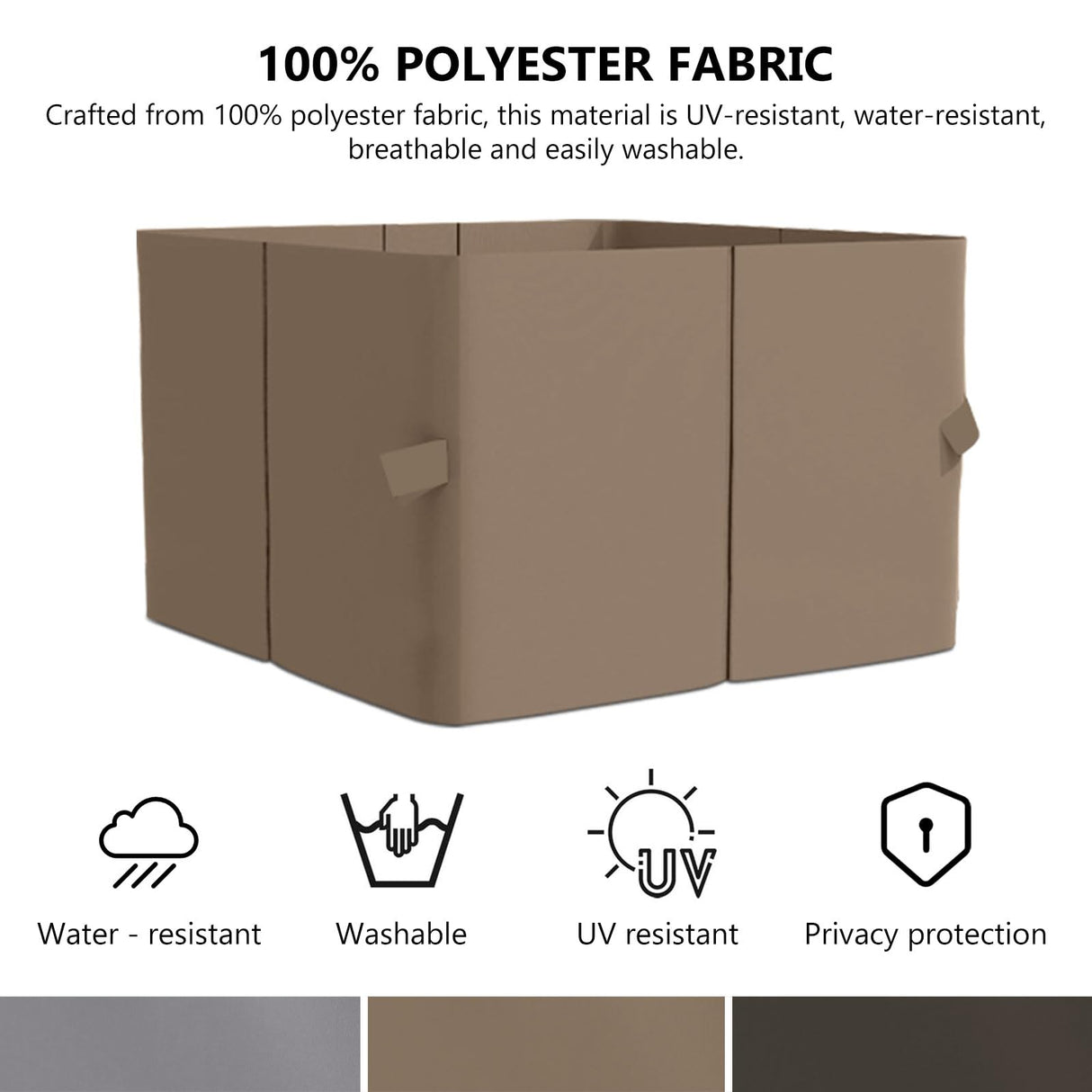 Aoodor 10' x 13' Gazebo Curtain Set Protecting Privacy Side Walls 4 Panels,Curtain Only (Brown) Aoodor