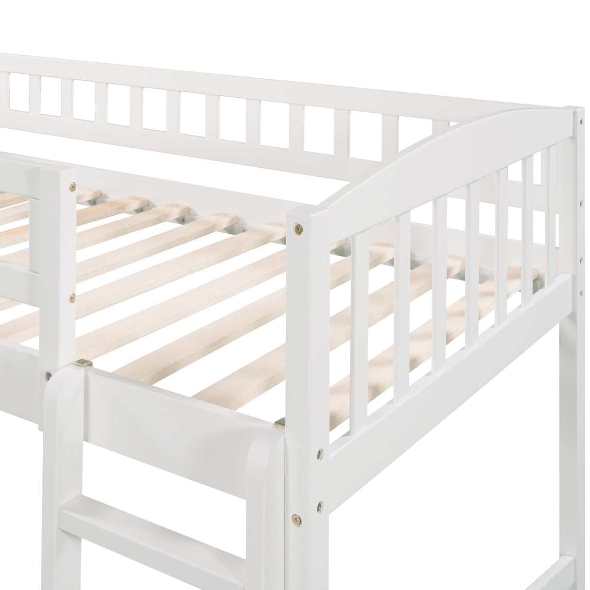 Bellemave Twin Loft Bed with Slide and Ladder, Low Loft Bed for Kids, Wood Loft Bed, for Boys Girls,White Bellemave