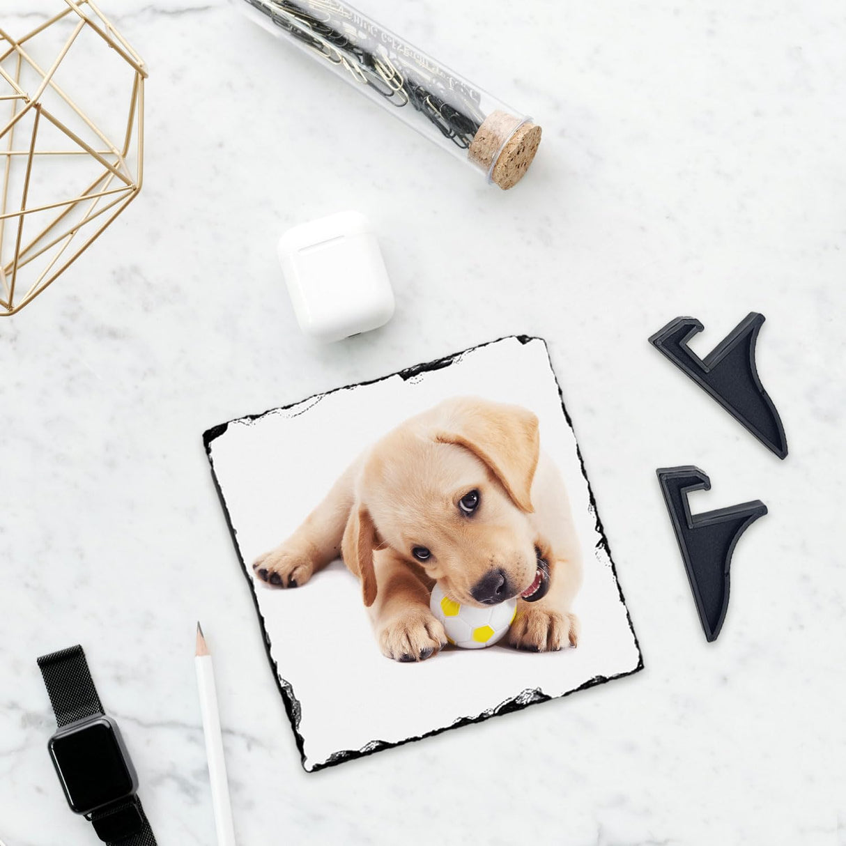 YOUKE OLA 10 Pack Sublimation Slate Blanks with Display Holder, Square Shaped Plaque Rock Stone Customized Picture Memorial Stone Frame, Personalized Photo Gifts for Heat Transfer 6x6 Inch YOUKE OLA