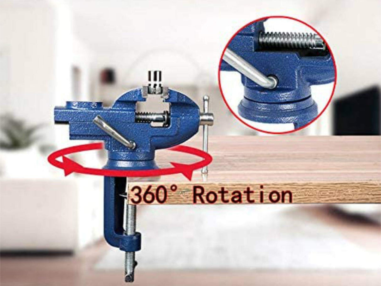 Sourcemall 360° Rotating Bench Vise, 2.5'' Cast Iron Table Vise Clamp for Woodworking, Hobby, DIY Craft (Clamping Range: 0-2.5inch) Sourcemall