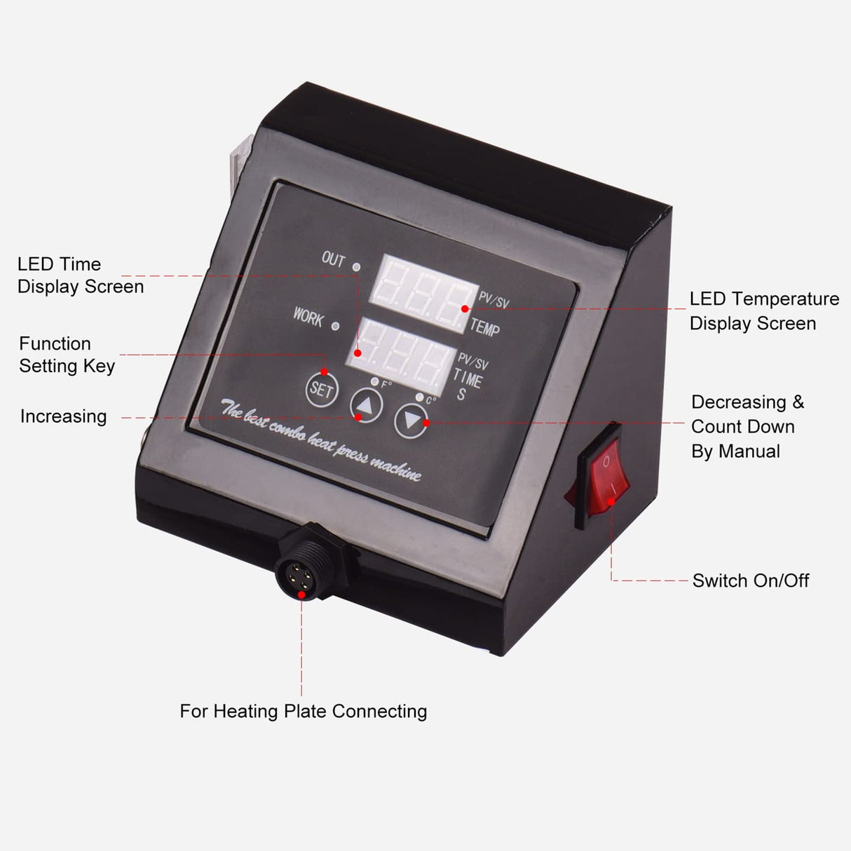 Cowbysr Heat Press 15x15 Inch 8 in 1 Heat Press Machine 360-Degree Swing Away Digital T Shirt Press Machine Multifunction Sublimation Combo for T Shirts Mugs Hat Plate Cap Bottle, Multi-colored Cowbysr