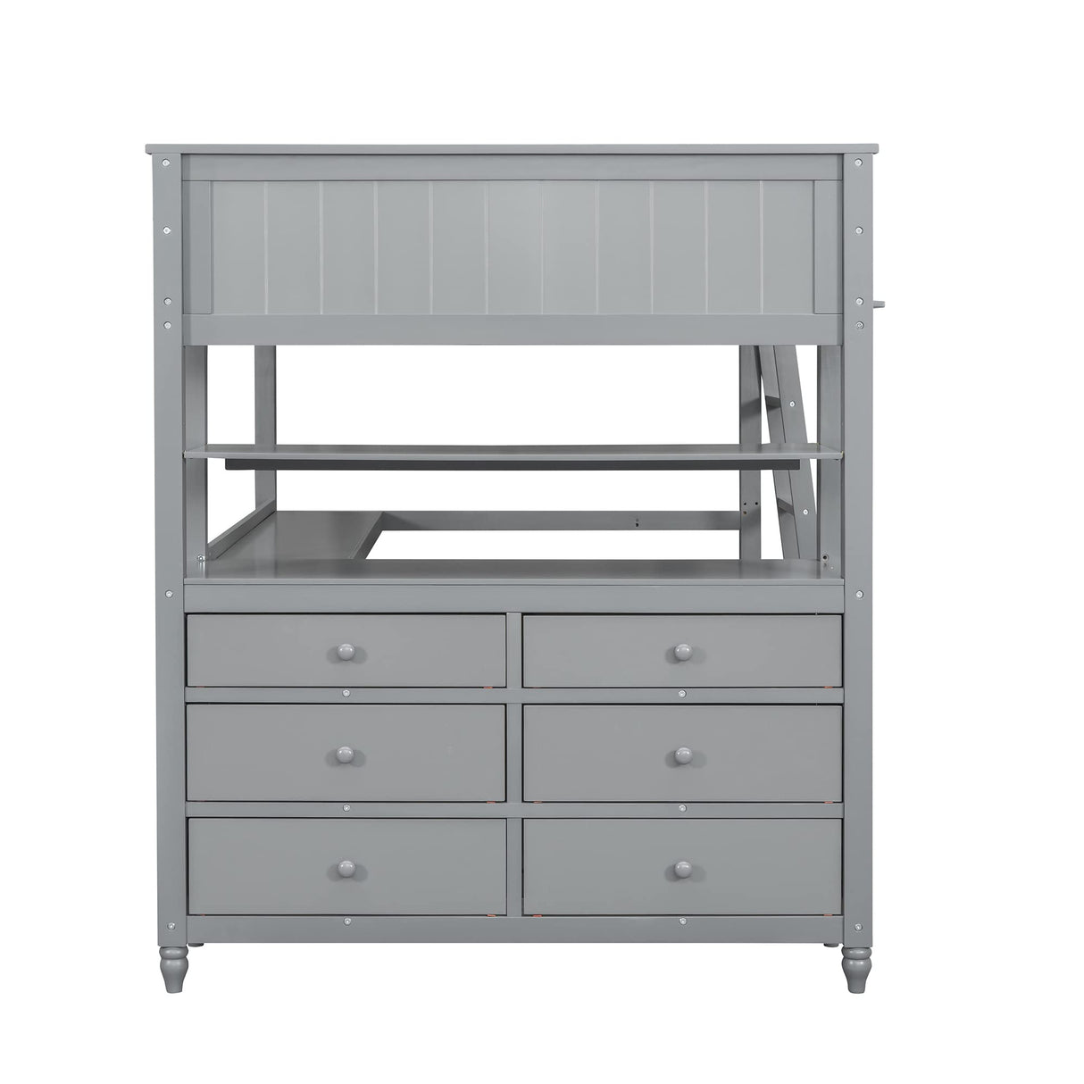 Full Loft Bed with Integrated Desk and Storage - Stylish Gray Wood Design for Kids, Teens, and Adults Bellemave