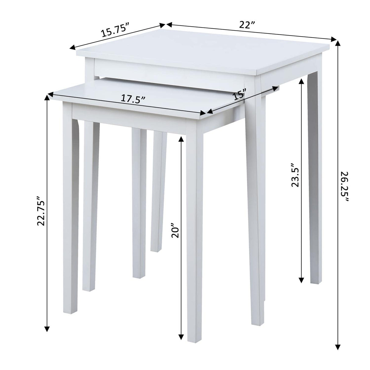 Convenience Concepts American Heritage Nesting End Tables, White Convenience Concepts